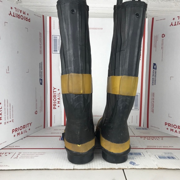 Steel Shank Mens Rubber Tall Fireman Boots Sz 7 main image 5